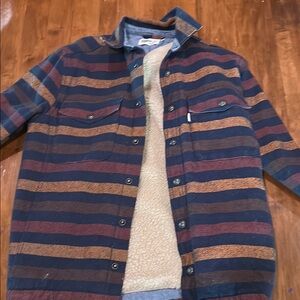Elle Lightweight Blue and Brown Shirt Jacket